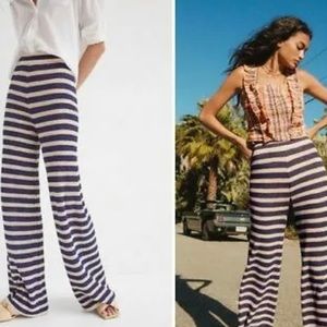 Anthropologie Flat White Stripe Pants Size XS